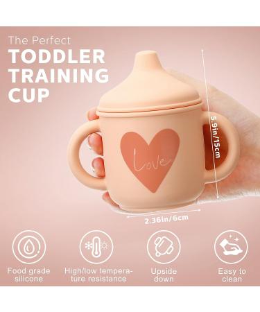 2 Pcs Silicone Sippy Cup Training Cup for Baby 6 Months+ - Spill Proof Sippy Cups for Toddlers - Easy Grip 5 oz - Cute Style - Light & Dark Orange - Buy Online on SooperMarket.com