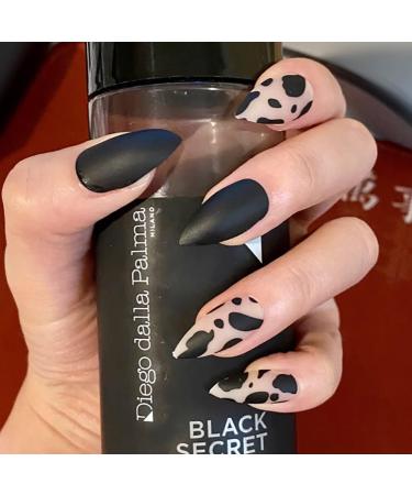24Pcs Medium Tip Matte Black Frosting Leopard False Nails - Short Press Full Cover Fake Nails for Women and Girls - Buy Online on SooperMarket.com