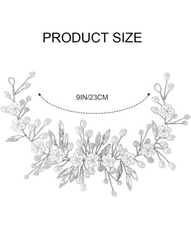 Unicra Flower Bride Wedding Hair Vine Silver Crystal Hair Accessories Pearl Bridal Headpiece for Women and Bridesmaid - Buy Online on SooperMarket.com