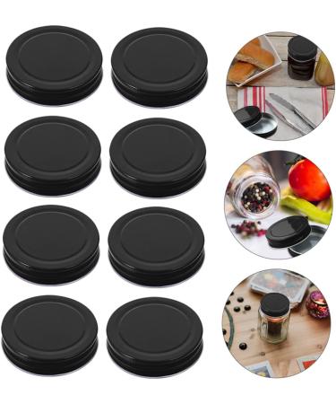 IMIKEYA 16pcs Mason Jar Lids Mason Bottle Lid Canning Jar Caps Sealing Caps Glass Jar Top Metal Lids Black Regular Mouth Mason Jar Lid Bulk Jars Canners for Tinplate Glass Bottle One Body 7.00X7.00X1.50CM Black - Buy Online on SooperMarket.com