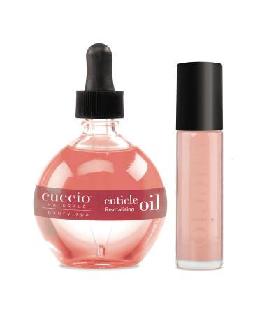 Cuccio Naturale Cuticle Revitalizing Oil Set - Provides Intense Hydration - Replenishes And Strengthens Nails - Promotes Healthy Skin - Easy To Use Rollerball Applicator - Pomegranate And Fig - 2 Pc Pomegranate Duo Pack
