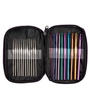 22Pcs Crochet Hooks Set, BetyBedy Aluminum Handle Knitting Needles, Multicolor Crochet Needles for Yarn Craft, 0.66.5mm