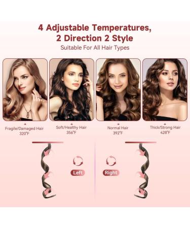 Automatic Curling Iron - 1 Large Rotating Barrel 4 Temp Settings Anti-Scald & Anti-Tangle Fast Heating Hair Curler - Perfect for International Shipping - Buy Online on SooperMarket.com
