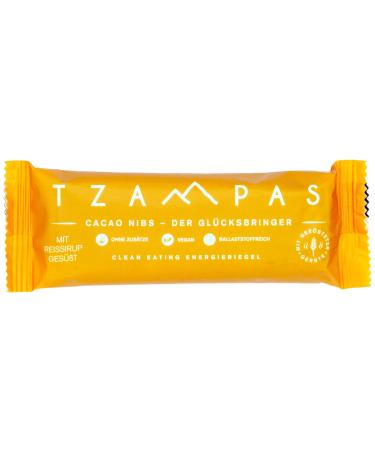 Tzampas Energierliegel Cacao NIBS - Organic Vegan Energy Bar with Raw Cocoa Nibs - 16x40g | Power Riegel for Cycling - Additive-Free & Healthy Snack - Buy Online on SooperMarket.com