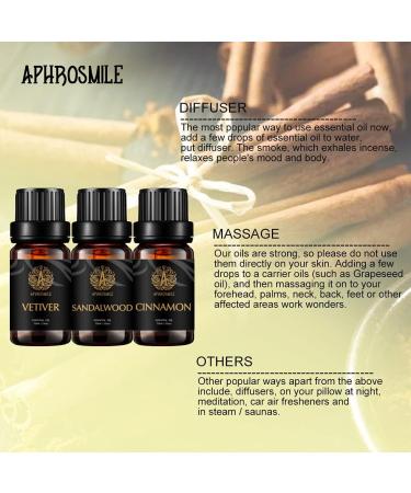 Therapeutic-Grade Aromatherapy Essential Oils Set Sandalwood Cinnamon Vetiver Essential Oils Set 100% Pure Aromatherapy Essential Oils Kit for Diffuser Massage Humidifier 3x10ml - Buy Online on SooperMarket.com