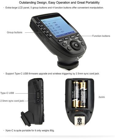 Godox Xpro-C TTL Wireless Flash Trigger for Canon - 1/8000s HSS, TTL/Manual, Large Screen, 5 Group Buttons - Buy Online on SooperMarket.com