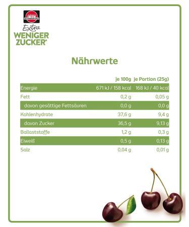 Buy Schwartau Extra Less Sugar Black Cherry Fruit Spread 300g - Reduced Sugar Jam for Healthy Snacking | International Shipping Available - Buy Online on SooperMarket.com