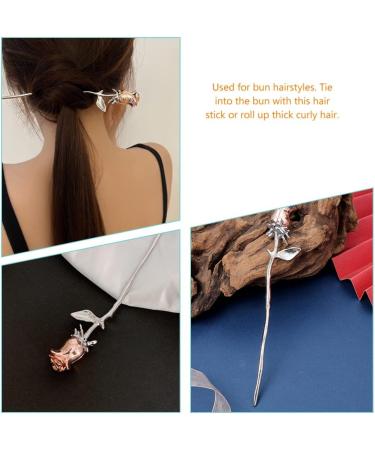 minkissy Metal Chopsticks Metal Chopsticks Rose Metal Hairpin Hanfu Headdress Sticks Bun Hair Pin Chignon Pin Women Girls Hair Accessories Hair Accessories Hair Accessories - Buy Online on SooperMarket.com
