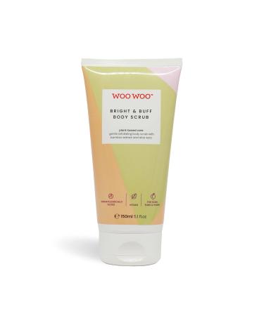 WooWoo Bright & Buff Natural Body Scrub Exfoliator 150ml - Vegan Beauty Gentle Exfoliating Scrub Remove Dry and Flaky Skin - With Bamboo Extract Aloe Vera and Natural Pumice Stones