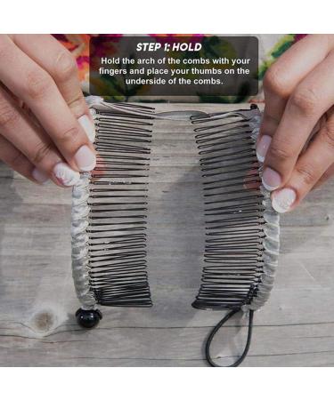 Ispchen Vintage Bananas Hair Clip Set | 2-Piece Stretch Hairpins for Thick Wavy Hair | Stylish Accessories for Women & Girls - Black - Buy Online on SooperMarket.com