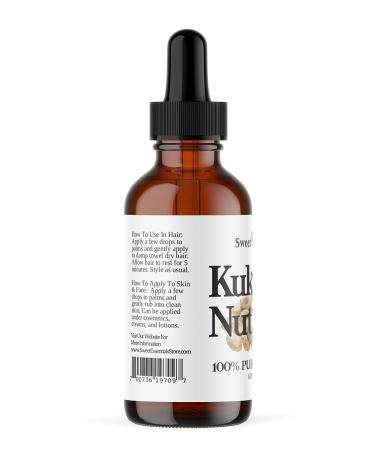 100% Organic Kukui Nut Oil - Imported from Hawaii | 2oz Glass Bottle with Dropper | Natural Moisturizer for Skin Hair & Face | Sweet Essentials - Buy Online on SooperMarket.com