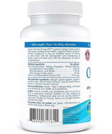 Nordic Naturals Omega-3D Lemon - Supports Cognition Immune Cardiovascular Health and Added Bone Support 60 Count - Buy Online on SooperMarket.com