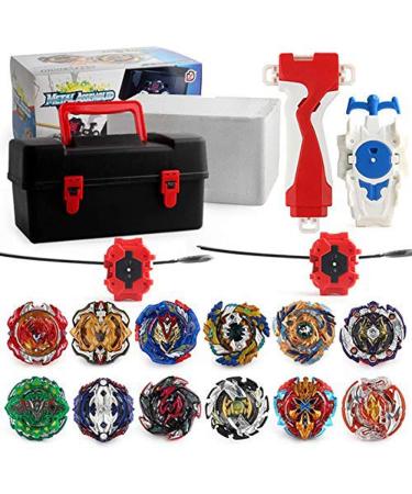 3T6B BEY martial cord Set 12 pieces Battling Tops Breaked Turbo Obery with 3 Launcher Gyro Pocket Box per toy for children Halloween/Christmas/New Year Gift