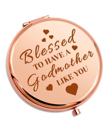 Godmother Gifts from Goddaughter Baptism Gifts Compact Makeup Mirror Christian Gift for Women Mother's Day Birthday Gift Travel Makeup Mirror Announcement Gift Appreciation Gift Easter Prayer Gifts