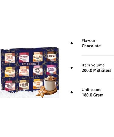 Hot Chocolate Selection Gift Set - 12 Assorted Flavours in Cookies n Creme Rocky Road Berries Cherries & Marshmallows - 400g | Perfect Christmas Gift for Men, Women, Her, Him - Buy Online on SooperMarket.com