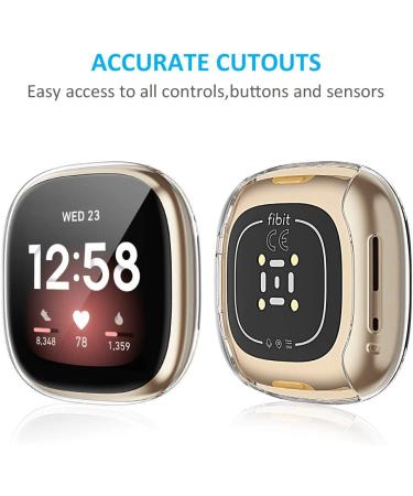 [3 Pack] Tensea Compatible with Fitbit Versa 3 / Sense Screen Protector Case  Soft TPU Bumper Full Around Fit bit Versa3 Sense Cover Protective Accessories (Clear/Clear/Clear  3) Clear/Clear/Clear 3 - Buy Online on SooperMarket.com