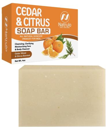 Cedar & Citrus Natural Soap 4oz Scented Bar Soap Fresh Manly Smelling Clear Skin Face Cleanser & Cleansing Body Wash Soap Bar Cedar Citrus Soap Skincare for Every Man Made in the USA