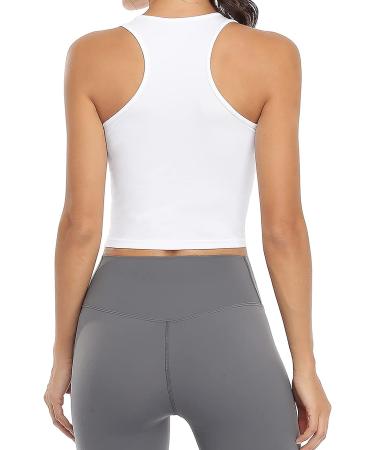 Women's Sports Crop Tank Tops 3-Pack - Racerback Workout Tanks for Running Yoga Gym - Black White Grey - Medium Size - Buy Online on SooperMarket.com