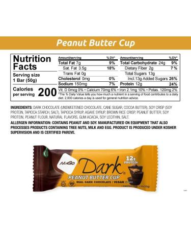 NuGo Dark Variety - Pretzel and Sea Salt 12 Bars & Peanut Butter Cup 12 Bars Vegan 200 Calorie Gluten Free 24 ct Variety - Buy Online on SooperMarket.com