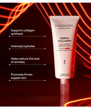 MADARA Organic Skin Care DERMA COLLAGEN Night Source Sleeping Cream Overnight Hydrating & Firming Cream with Peptides Algae & Hyaluronic Acid for Anti-Aging & Skin Renewal 70ml - Buy Online on SooperMarket.com