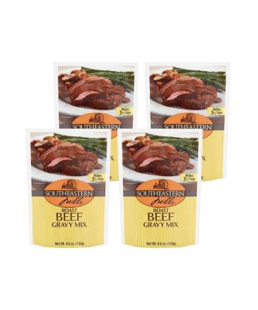 Southeastern Mills Gravy Mix, Roast Beef Gravy Mix, Custom Blend of Spices & Seasonings, Makes 3  Cups of Gravy, Just Add Water (4.5 Ounce (Pack of 4))