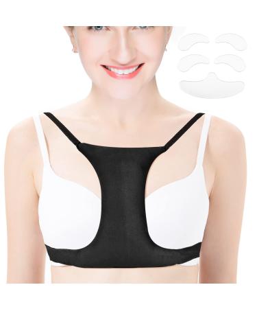 Anti Wrinkle Bra Pillow with 5 Pieces Anti-Wrinkle Chest Pads Set ,Breast Wrinkle Prevention, Eliminate and Prevent Chest Wrinkles, Anti Aging Pillow Breast Support for Women (Chest Wrinkle Pillow) Black