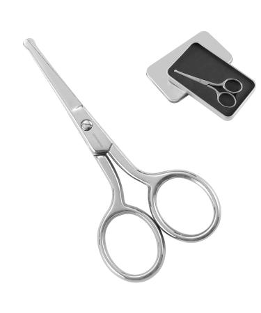 Jarvistar nose hair scissors ear hair scissors bearing shears with stainless steel just rounded tip premium manicure stainless steel rounded face scissors for men nail scissors 93 mm silver & straight