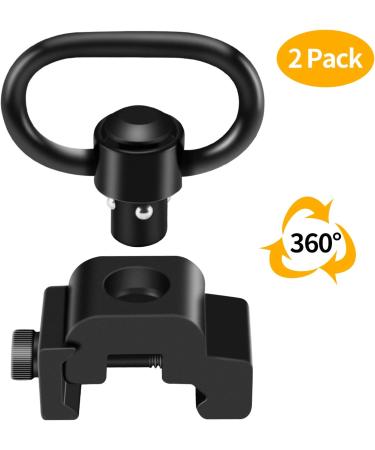 LONSEL 360 Rotation Picatinny Sling Swivel Mounts 2 Pack - Black | 1.25 Push Button QD | 2 Point & Traditional Sling Rail Mount - Buy Online on SooperMarket.com
