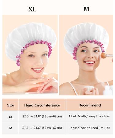 Buy Mikimini White Shower Hood 2-Pack - Waterproof & Reusable Bathing Hair Caps | Soft Cute Light-Resistant | Medium White & Pink Lace - Buy Online on SooperMarket.com