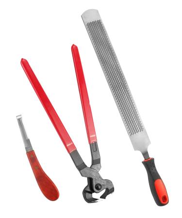 QWORK 3-piece horse farrier professional hoof trimming tool kit hoof knife hoof cutting pliers hoof rasp