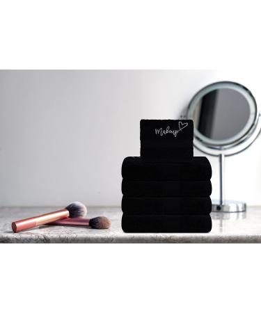 Zuperia 100% Cotton Makeup Remover Wash Cloth - Quick Dry Fingertip Face Towel (6 Pack, Black) - Buy Online on SooperMarket.com