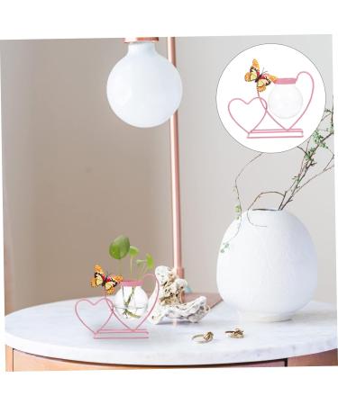 Zerodeko Wrought Iron Hydroponic Flower Pot Plein Air Frames Freesia Greenery Wall Vases for Flowers Green Plant Pot Cactus Plant Terrarium Glass Desktop Office Decorations Pink Pink 20.5X8CM - Buy Online on SooperMarket.com