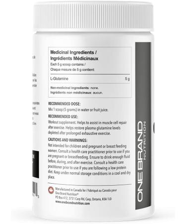 One brand Nutrition Glutamine 100% PURE Powder Vegan (500g) 1.1lb | L-Glutamine | 100 Servings - Buy Online on SooperMarket.com