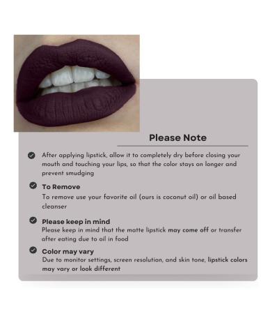Mynena Deep Plum Matte Lipstick - Long Lasting, Waterproof, Lightweight | Talc-Free, Mica-Free, Gluten-Free, Paraben-Free - Mia - Buy Online on SooperMarket.com