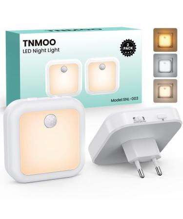 TNMOO LED Nachtlicht socket with motion detector and twilight sensor 2 pieces 3 color temperatures children infinitely dimmable socket light for children's room bedroom stairs gear EU