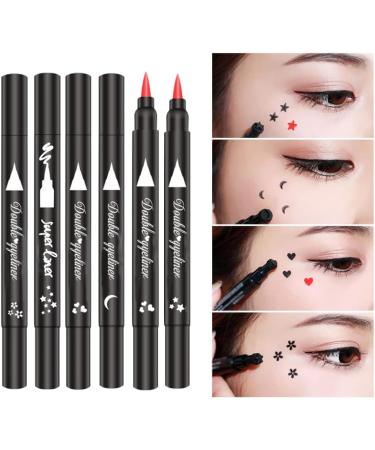 Eyeliner Stamp 2 in 1 Double-Head Waterproof Liquid Eyeliner Pen Make-Up Tool Black Heart double-headed eyeliner - Buy Online on SooperMarket.com