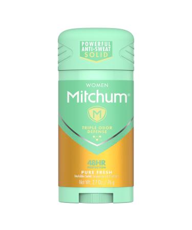Mitchum Women Triple Odor Defense Invisible Solid Antiperspirant Deodorant Pure Fresh 2.7 oz Pure Fresh 2.7 Ounce (Pack of 1)