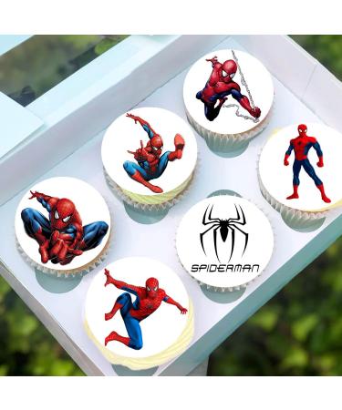 Pre-Cut Spider-man 1B Edible Stand up Wafer/Rice Paper Cupcake Cake Toppers Birthday Party Spiderman Decorations (24)