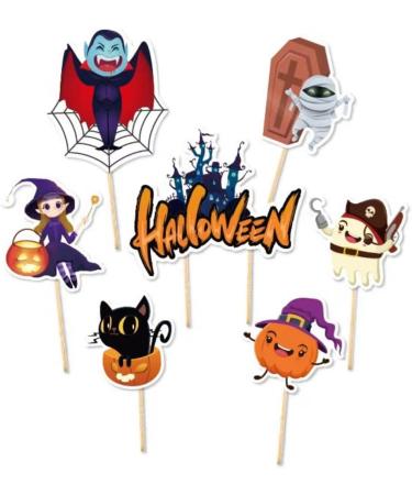 Halloween Cupcake Toppers - Ghost Zombie Pumpkin Witch Castle Halloween Cake Decor For Horror Vampire Parties Birthday Parties Paper Cake Decor Hmltd - Buy Online on SooperMarket.com