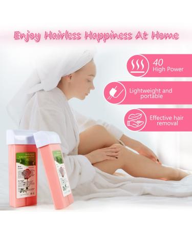 Roll-On Wax Warmer Kit for Hair Removal - Painless Waxing for Eyebrow, Face, Body - Includes Rose & Pink Cartridges - Home Waxing Kit - Buy Online on SooperMarket.com