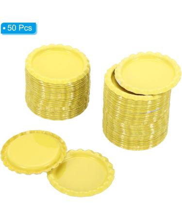 PATIKIL 1 Inch Flat Decorative Bottle Caps 50 Pack Craft Bottle Pendant Trays Double Sides Printed for DIY Pendants Craft Scrapbooks Yellow - Buy Online on SooperMarket.com