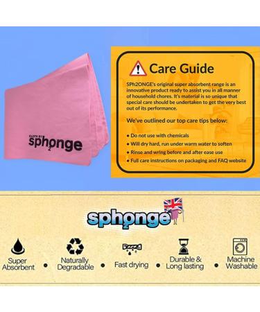 SPH2ONGE Super Absorbent Cloth (Pink) | Multi-Purpose | Designed to Hold x10 Its Weight in Liquid | Re-usable | Perfect All Around Your Home | Effective on Every Surface | Drip-Free and Durable Pink Cloth Sponge - Buy Online on SooperMarket.com