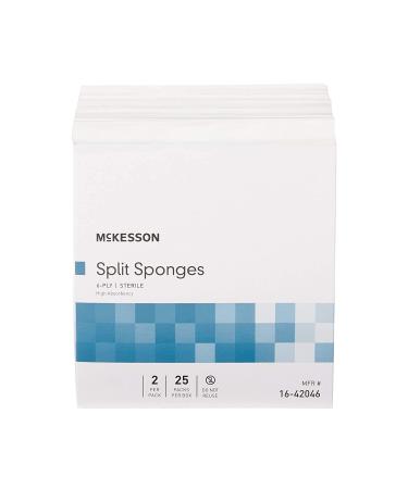 McKesson Split Sponges 4 x 4, 6-Ply High Absorbency Sterile Dressings - 50 Count Bundle (25 Packs of 2) - Buy Online on SooperMarket.com