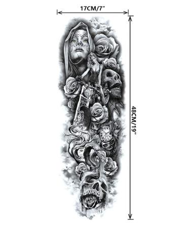 Pinone Full Arm Temporary Tattoo Set - 12 Sheets - L19xW7 - Men & Women - Buy Online on SooperMarket.com