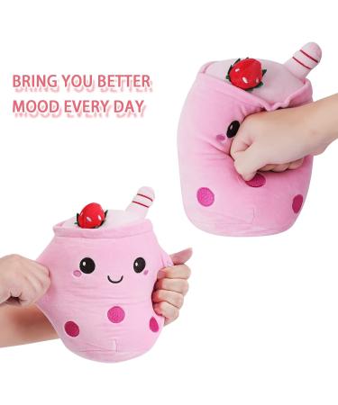Anboor Bubble Tea Plush Boba Pillow - Strawberry Ice Cream 25cm | Soft Toy for Kids | Stuffed Animal Gift - Buy Online on SooperMarket.com