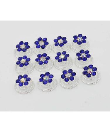 24PCS Rhinestone Flower Spiral Hair Pin - Crystal Twisters Coils Clips for Wedding Bridal Hair Accessory (Blue) - Buy Online on SooperMarket.com