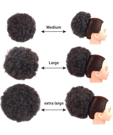 Short Afro Kinky Curly Drawstring Ponytail Extension - Medium 2# | Natural Hair Clip On Bun Hairpiece - Buy Online on SooperMarket.com