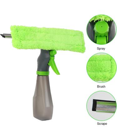 ZABEES 3 In 1 Glass Scraping Wiper Spray Scraper Brush Water Spray Window Cleaner Microfiber Cloth Pad Kit Household Cleaning Tool - Buy Online on SooperMarket.com