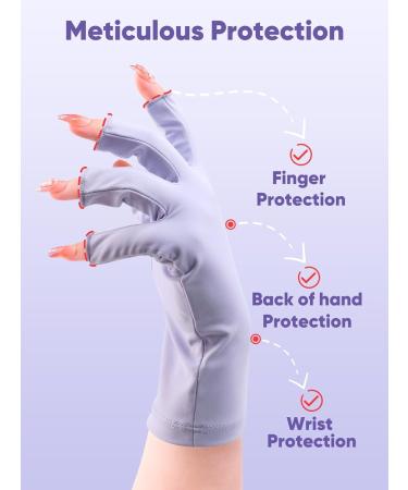 Premium UV Protection Gel Manicure Gloves - Fingerless Anti UV Gloves for Nail Lamp & Skin Care - Light Purple - Buy Online on SooperMarket.com