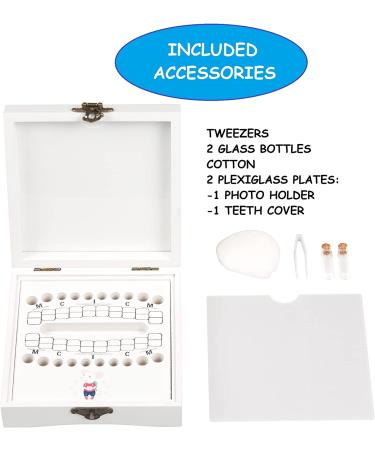 Baby Keepsake Tooth Box - Lost Teeth Holder for Boys and Girls - Tooth Fairy Organizer - White Wood - Perfect Gift for Parents and Kids - Buy Online on SooperMarket.com